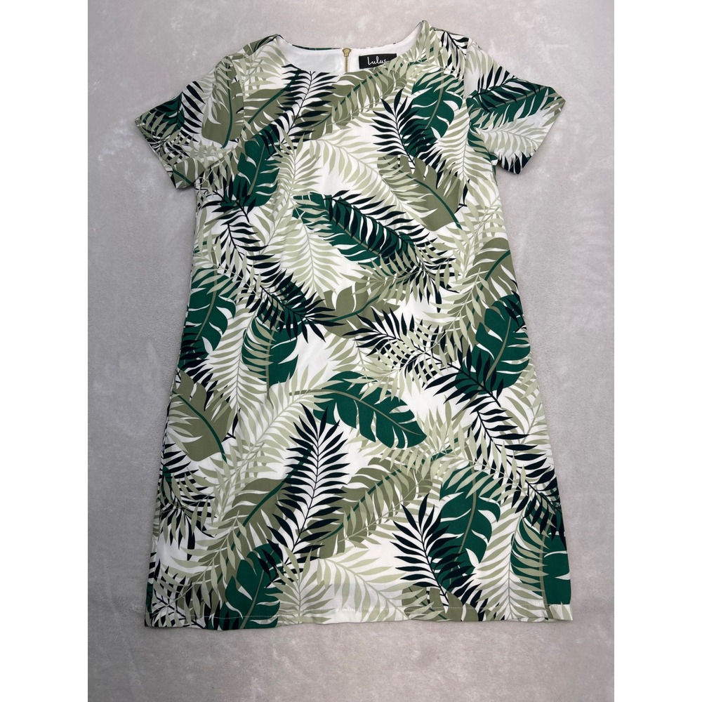Lulus Shift Dress Womens M Give Me a Print Tropical Palm Leaf Beach Resortwear